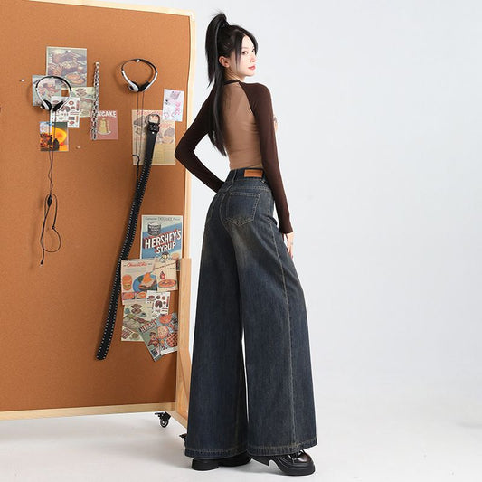High Waisted Wide Leg Jeans Women Denim Trousers with Tummy Control & Butt-Lifting