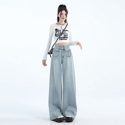 High Waisted Wide Leg Jeans Women Denim Trousers with Tummy Control & Butt-Lifting