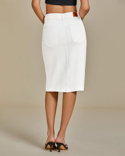 Jean Skirts Women Midi Denim Skirt High Waisted Pencil Skirt with Slit
