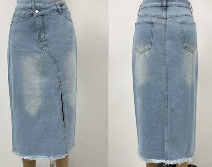 ジーンズスカート レディース ミディ丈 デニムスカート ハイウエスト スリット入り ペンシルスカート