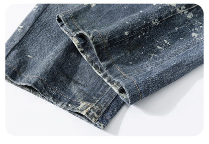 Men’s 3D Graffiti Keychain Print Jeans Y2K Streetwear Baggy Straight Leg Denim