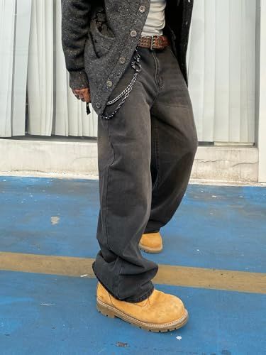 Men's Baggy Hip Hop Jeans Wide Leg Skater Denim Pants Trousers