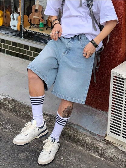 Men’s Baggy Jean Shorts Wide Leg Jorts Y2K Streetwear Hip Hop Denim Shorts