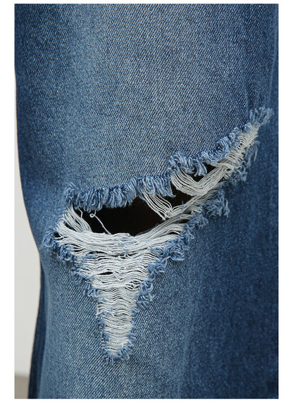 Men's Baggy Jeans Loose Fit Ripped Distressed Straight Leg Denim Pants