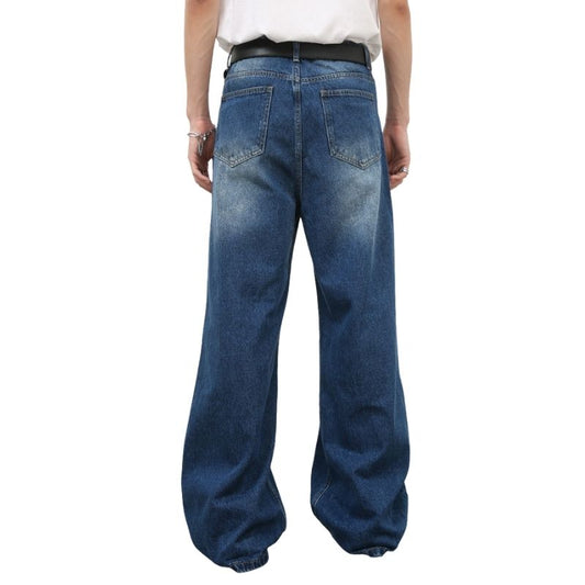 Men's Baggy Jeans Loose Fit Ripped Distressed Straight Leg Denim Pants