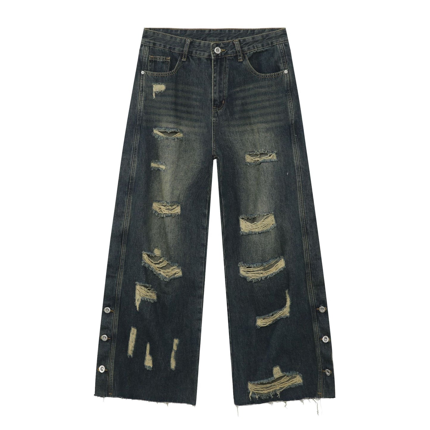 Men's Baggy Ripped Jeans Wide Leg Hip Hop Loose Fit Denim Y2k Streetwear