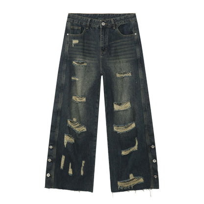 Men's Baggy Ripped Jeans Wide Leg Hip Hop Loose Fit Denim Y2k Streetwear