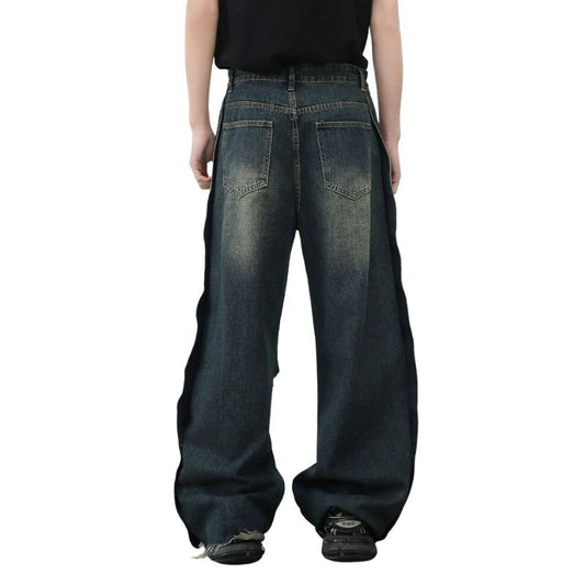 Men's Baggy Ripped Jeans Wide Leg Hip Hop Loose Fit Denim Y2k Streetwear