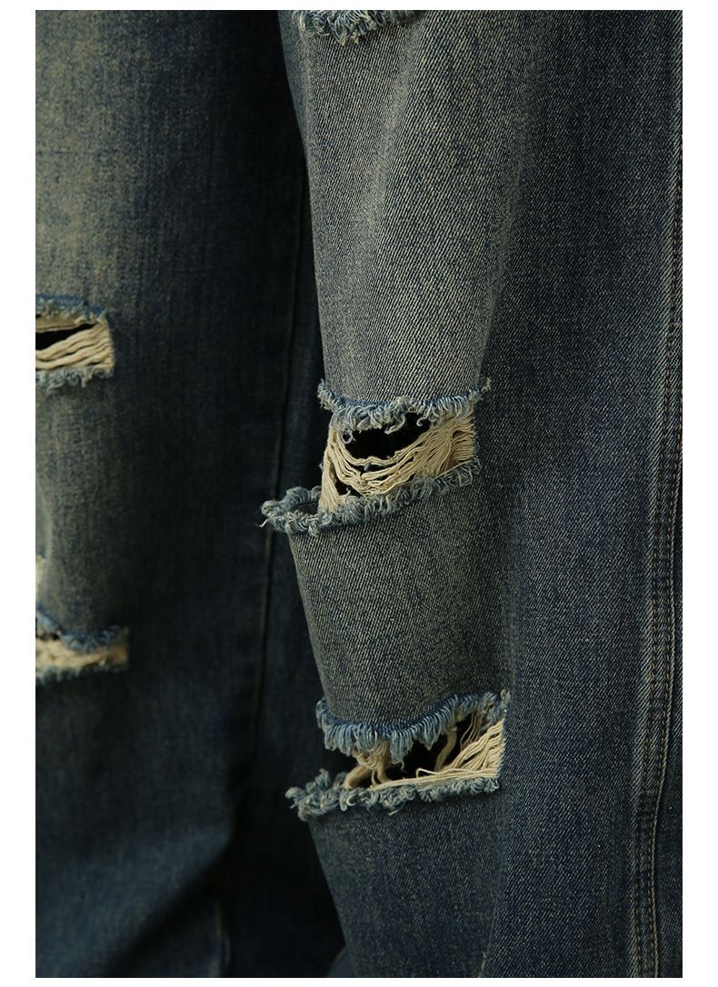 Men's Baggy Ripped Jeans Wide Leg Hip Hop Loose Fit Denim Y2k Streetwear