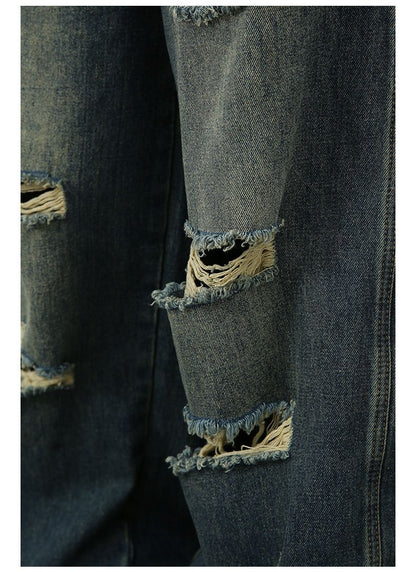 Men's Baggy Ripped Jeans Wide Leg Hip Hop Loose Fit Denim Y2k Streetwear