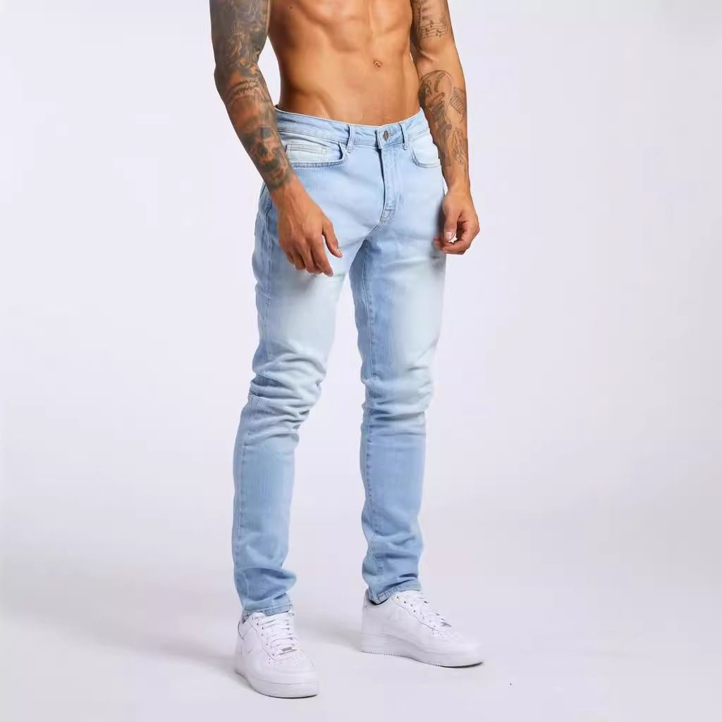 Men's Skinny Jeans High Waisted Slim Fit Stacked Jeans Denim Pants