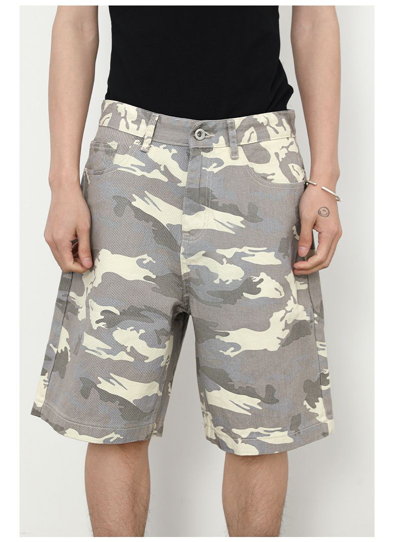 Men's Camouflage Cargo Jeans Short Stretch Relaxed Fit Denim Short Pants