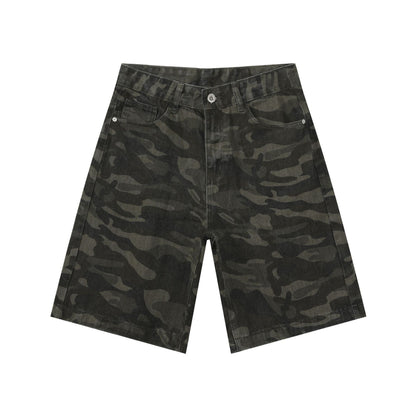 Men's Camouflage Cargo Jeans Short Stretch Relaxed Fit Denim Short Pants