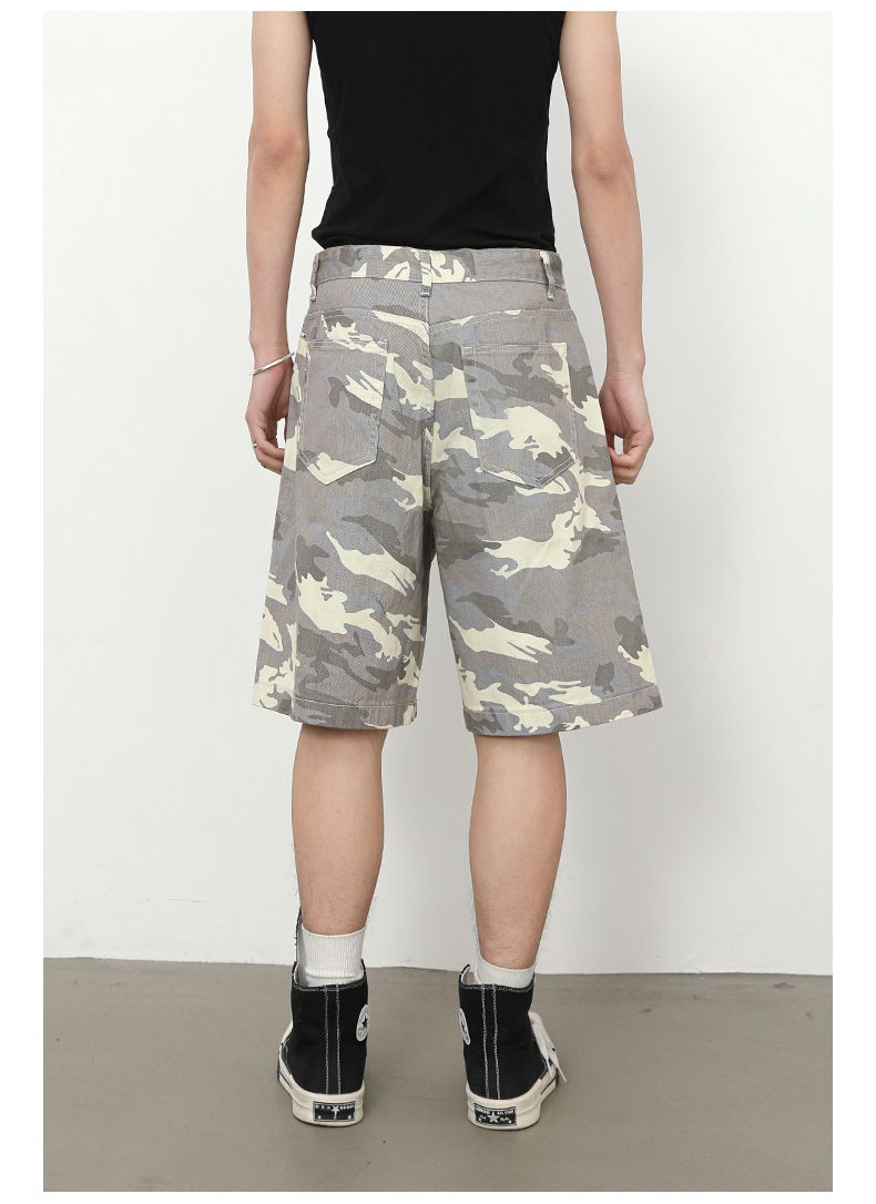 Men's Camouflage Cargo Jeans Short Stretch Relaxed Fit Denim Short Pants