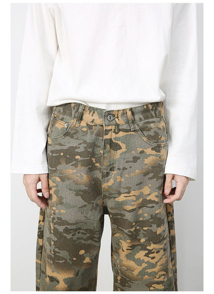 Men's Camouflage Jeans Y2K Hip Hop Baggy Jeans Wide Leg Denim Streetwear