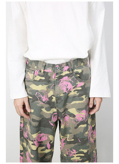 Men's Camouflage Jeans Y2K Hip Hop Baggy Jeans Wide Leg Denim Streetwear