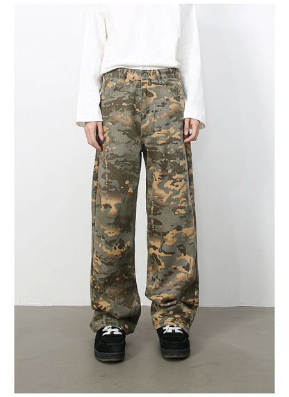 Men's Camouflage Jeans Y2K Hip Hop Baggy Jeans Wide Leg Denim Streetwear