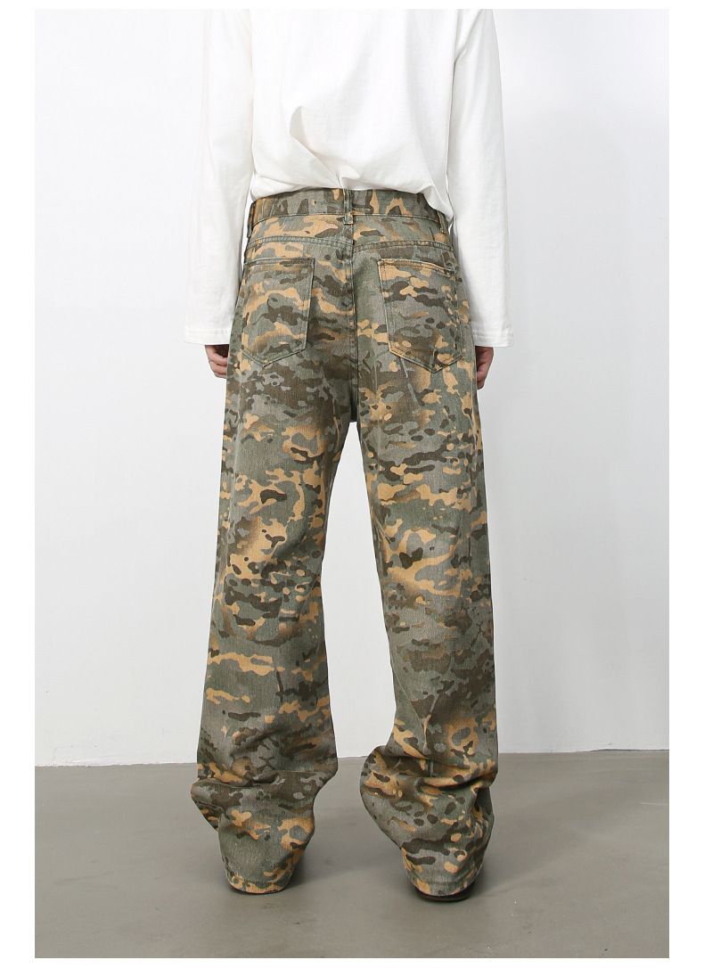 Men's Camouflage Jeans Y2K Hip Hop Baggy Jeans Wide Leg Denim Streetwear