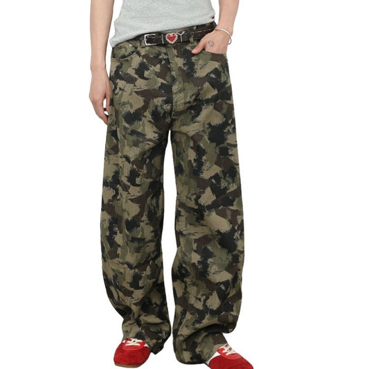 Men's Camouflage Jeans Y2K Hip Hop Baggy Jeans Wide Leg Denim Streetwear