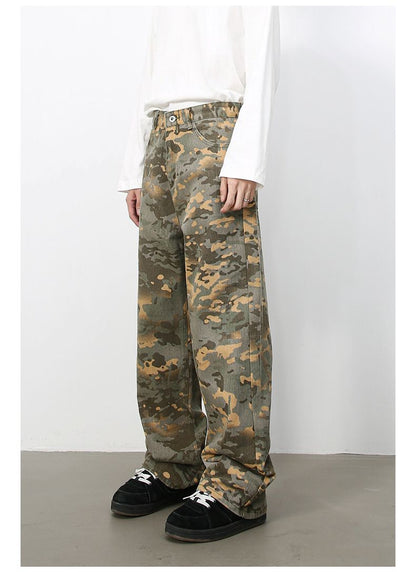 Men's Camouflage Jeans Y2K Hip Hop Baggy Jeans Wide Leg Denim Streetwear