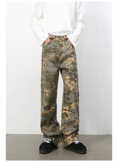 Men's Camouflage Jeans Y2K Hip Hop Baggy Jeans Wide Leg Denim Streetwear