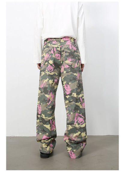 Men's Camouflage Jeans Y2K Hip Hop Baggy Jeans Wide Leg Denim Streetwear