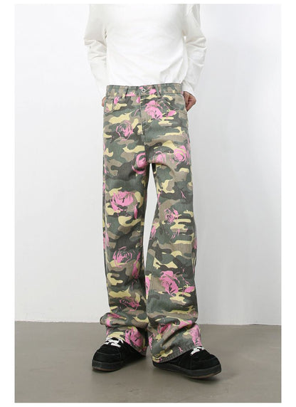 Men's Camouflage Jeans Y2K Hip Hop Baggy Jeans Wide Leg Denim Streetwear