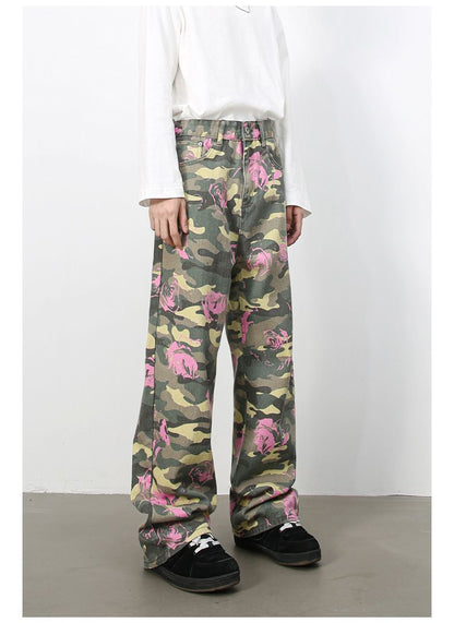 Men's Camouflage Jeans Y2K Hip Hop Baggy Jeans Wide Leg Denim Streetwear