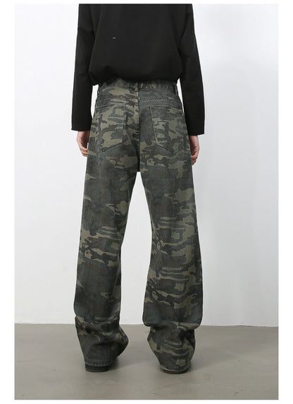 Men's Camouflage Jeans Y2K Hip Hop Baggy Jeans Wide Leg Denim Streetwear