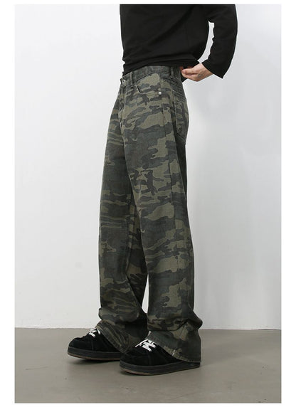 Men's Camouflage Jeans Y2K Hip Hop Baggy Jeans Wide Leg Denim Streetwear