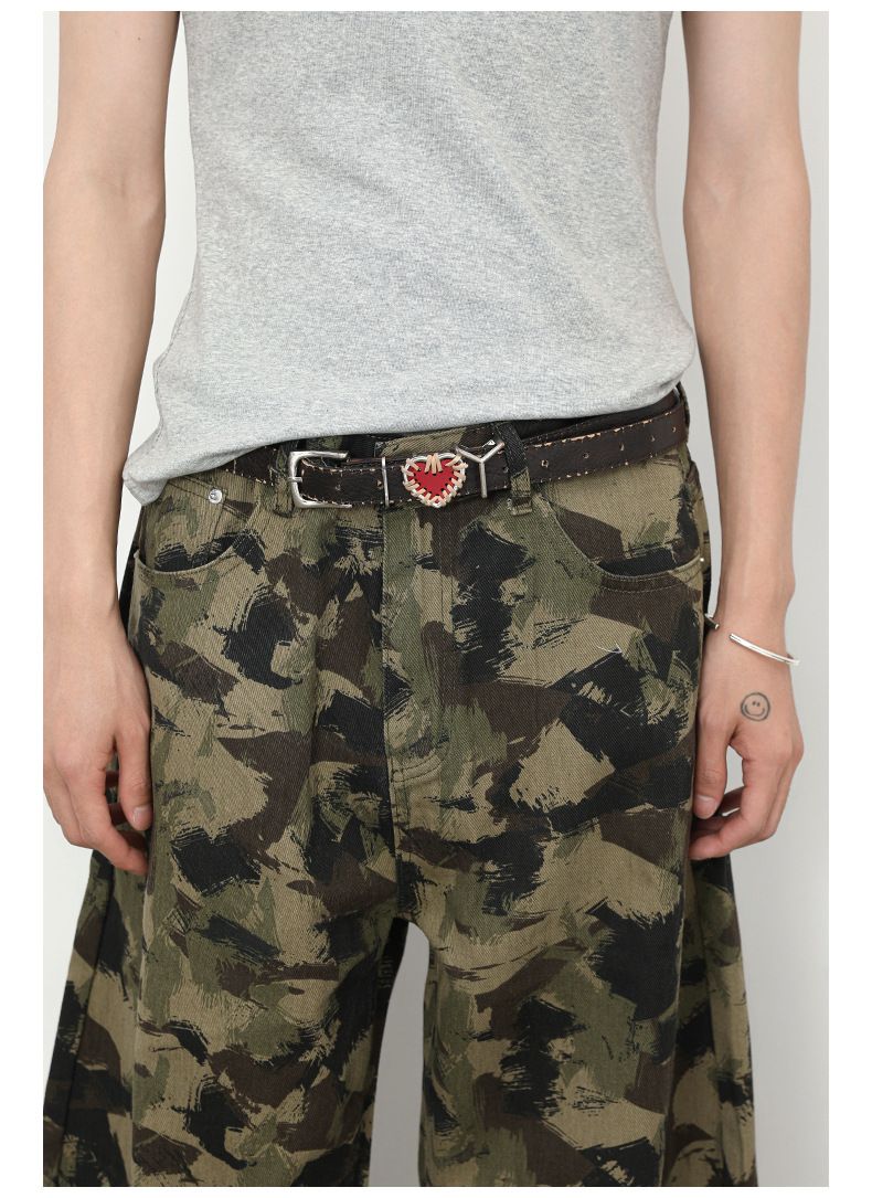 Men's Camouflage Jeans Y2K Hip Hop Baggy Jeans Wide Leg Denim Streetwear
