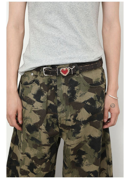 Men's Camouflage Jeans Y2K Hip Hop Baggy Jeans Wide Leg Denim Streetwear