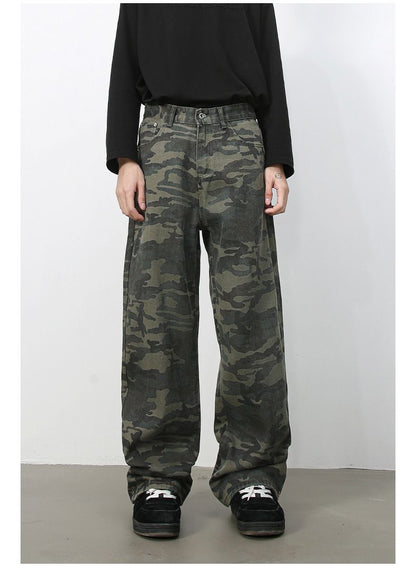 Men's Camouflage Jeans Y2K Hip Hop Baggy Jeans Wide Leg Denim Streetwear