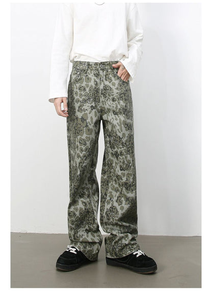 Men's Camouflage Jeans Y2K Hip Hop Baggy Jeans Wide Leg Denim Streetwear