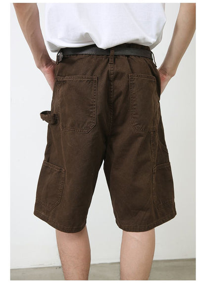 Men’s Cargo Jeans Shorts Relaxed Fit Wide Leg Carpenter Short Denim Pants