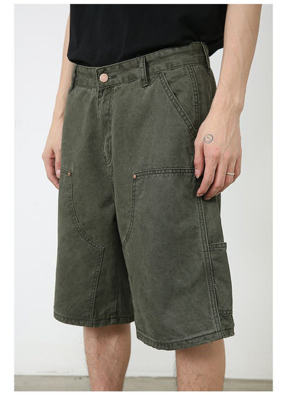 Men’s Cargo Jeans Shorts Relaxed Fit Wide Leg Carpenter Short Denim Pants