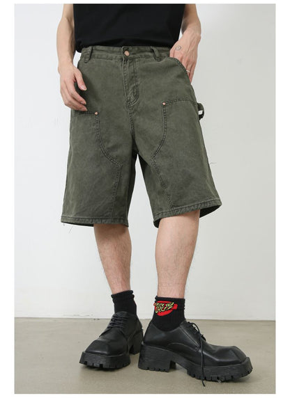 Men’s Cargo Jeans Shorts Relaxed Fit Wide Leg Carpenter Short Denim Pants