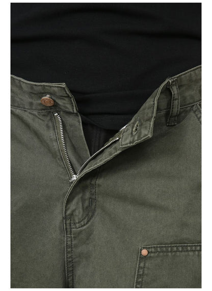 Men’s Cargo Jeans Shorts Relaxed Fit Wide Leg Carpenter Short Denim Pants