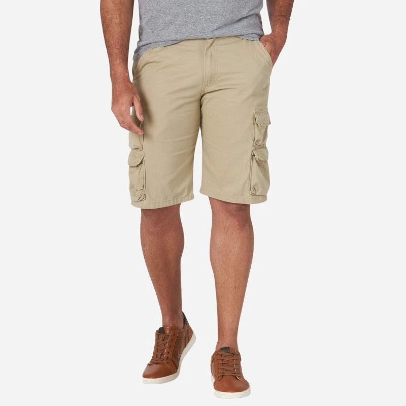 men's classic cargo shorts relaxed fit shorts in beige, front view