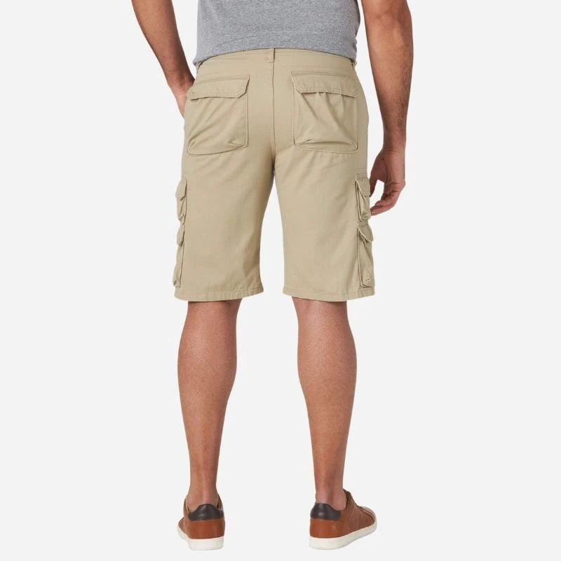 men's classic cargo shorts relaxed fit shorts in beige, back view