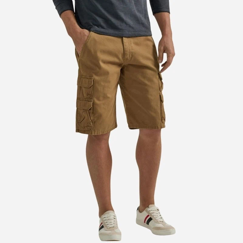 men's classic cargo shorts relaxed fit shorts in khaki, front view