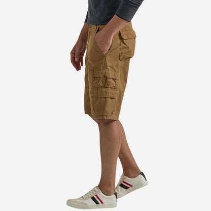 men's classic cargo shorts relaxed fit shorts in khaki, side view