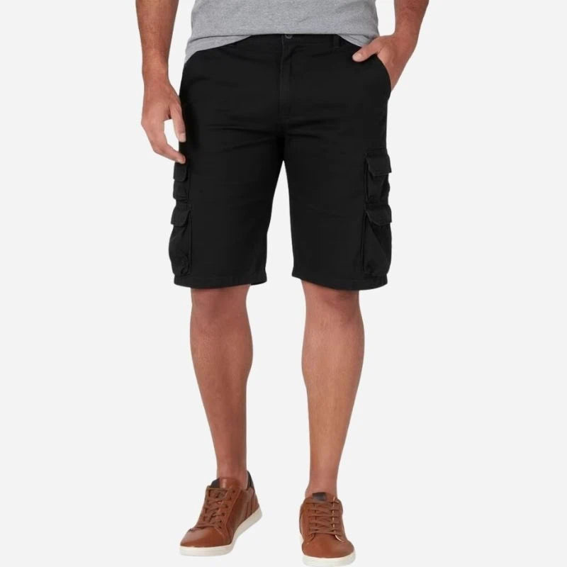 men's classic cargo shorts relaxed fit shorts in black, front view