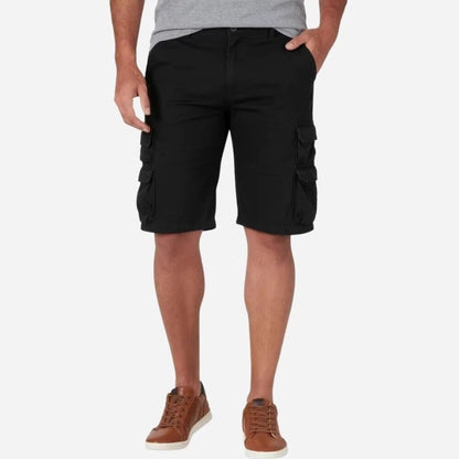 men's classic cargo shorts relaxed fit shorts in black, front view