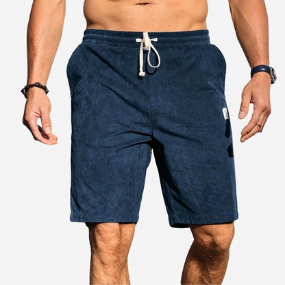 men's elastic waist drawstring summer beach shorts in navy