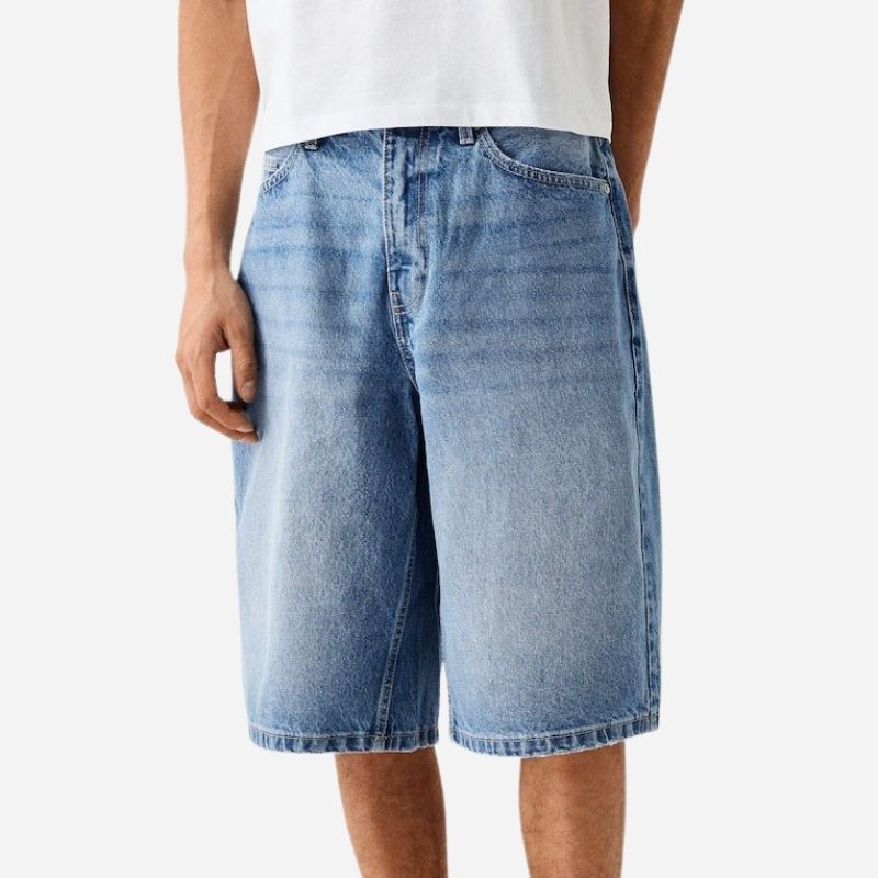 Men's Jean Shorts Classic Relaxed Fit Denim Pants in blue