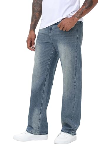 Men's Non-Stretch Loose Fit Wide-Leg Baggy Jeans Pants