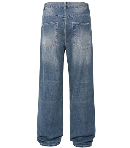Men's Non-Stretch Loose Fit Wide-Leg Baggy Jeans Pants