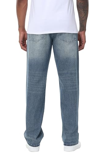 Men's Non-Stretch Loose Fit Wide-Leg Baggy Jeans Pants