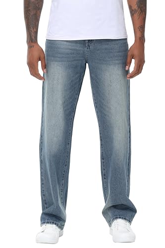 Men's Non-Stretch Loose Fit Wide-Leg Baggy Jeans Pants